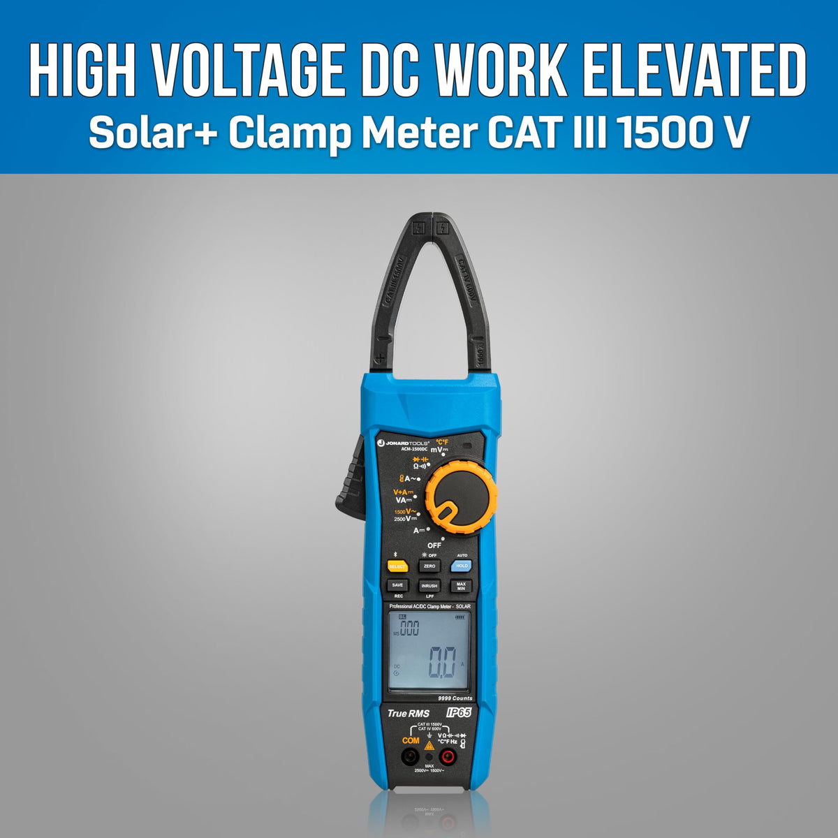 Jonard Tools ACM-1500DC Solar+ Clamp Meter CAT III 1500 V- True-RMS Clamp Meter,2500V DC, 999.9A AC/DC, Bluetooth, IP65 Rated for Solar & High Voltage Work