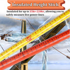 Retractable High-Voltage Height Measuring Pole,Lineman Epoxy Resin Telescoping Height Measuring Stick, 20ft 30ft 40ft 50ft 60ft Electrical Safety Tool Yellow 15m/49.2ft