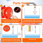 Well Depth Meter, Deep Well Indicator, Stainless Steel Probe with Steel Tape, Groundwater Gauge with Peak Display & Light for Seepage Line Analysis(150m(492ft))