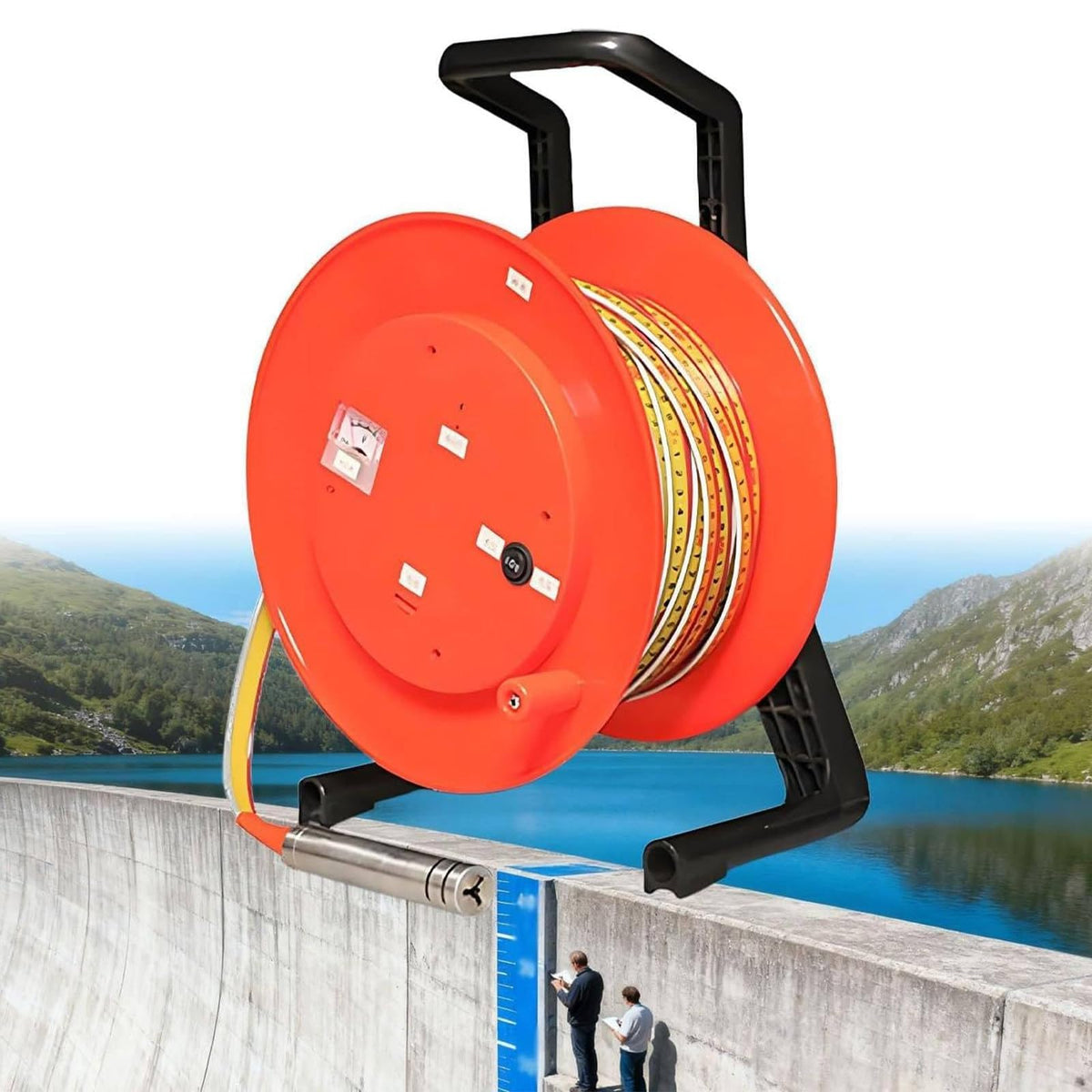 10M Underground Water Level Gauge with Stainless Steel Probe & Steel Tape, Depth Measurement Tool for Well Repair, Audible Signal & Voltmeter Features
