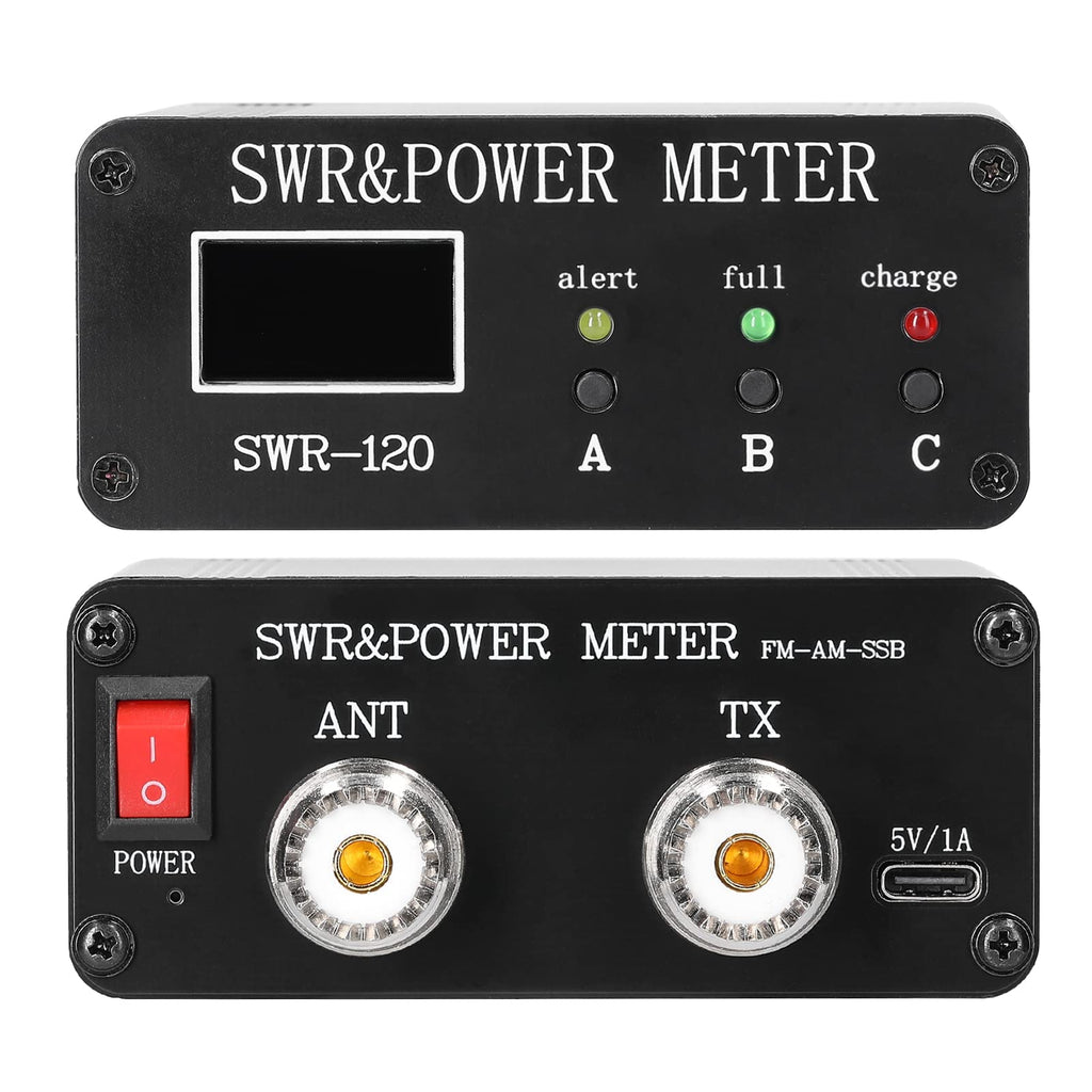 1.8MHz-50MHz 0.5W-120W Short Waves SWR and Power Watt Meter Standing Waves Meter Type-C Charging Interface SWR and Power Meter