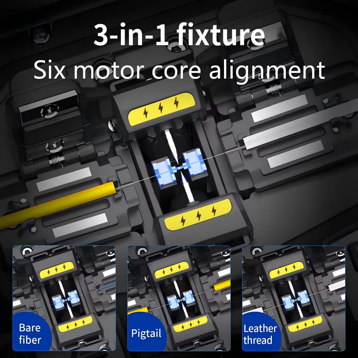 Fiber Fusion Splicer FS-60F w/6 Motors,Core Alignment Fusion Splicer, 8s Splicing,18s Heating,with 5-inch Touch Screen,7800mAh Large Capacity Battery, AUTO FTTH Welding, for Trunk Line Construction