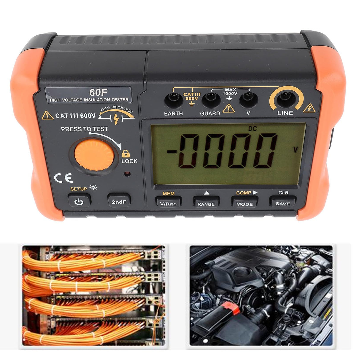 Insulation Tester Megohmmeter, 1.3mA Short Circuit Current for Electrical Equipment Maintenance
