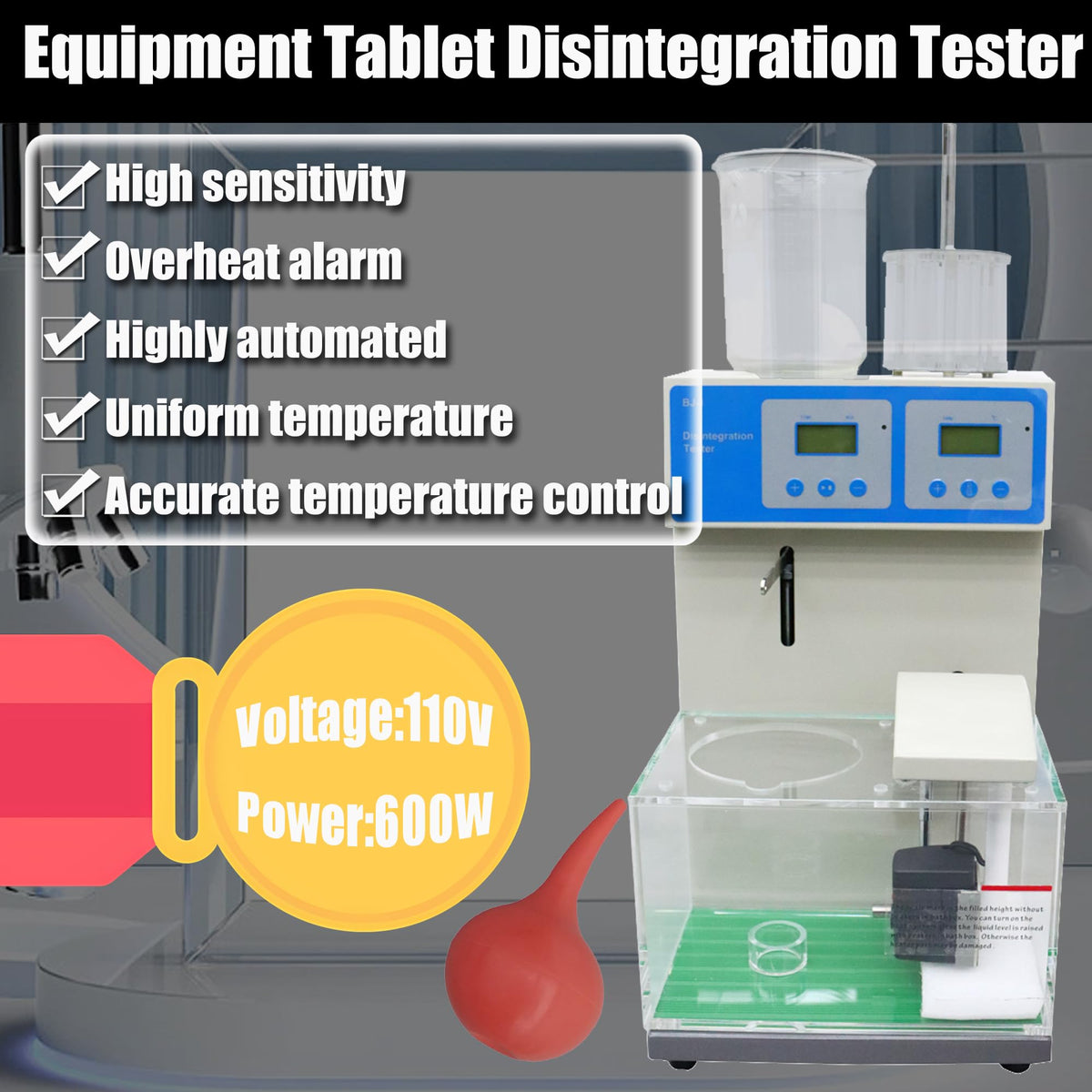 Tablet Disintegration Tester with Automatic Timed Shutdown 110V