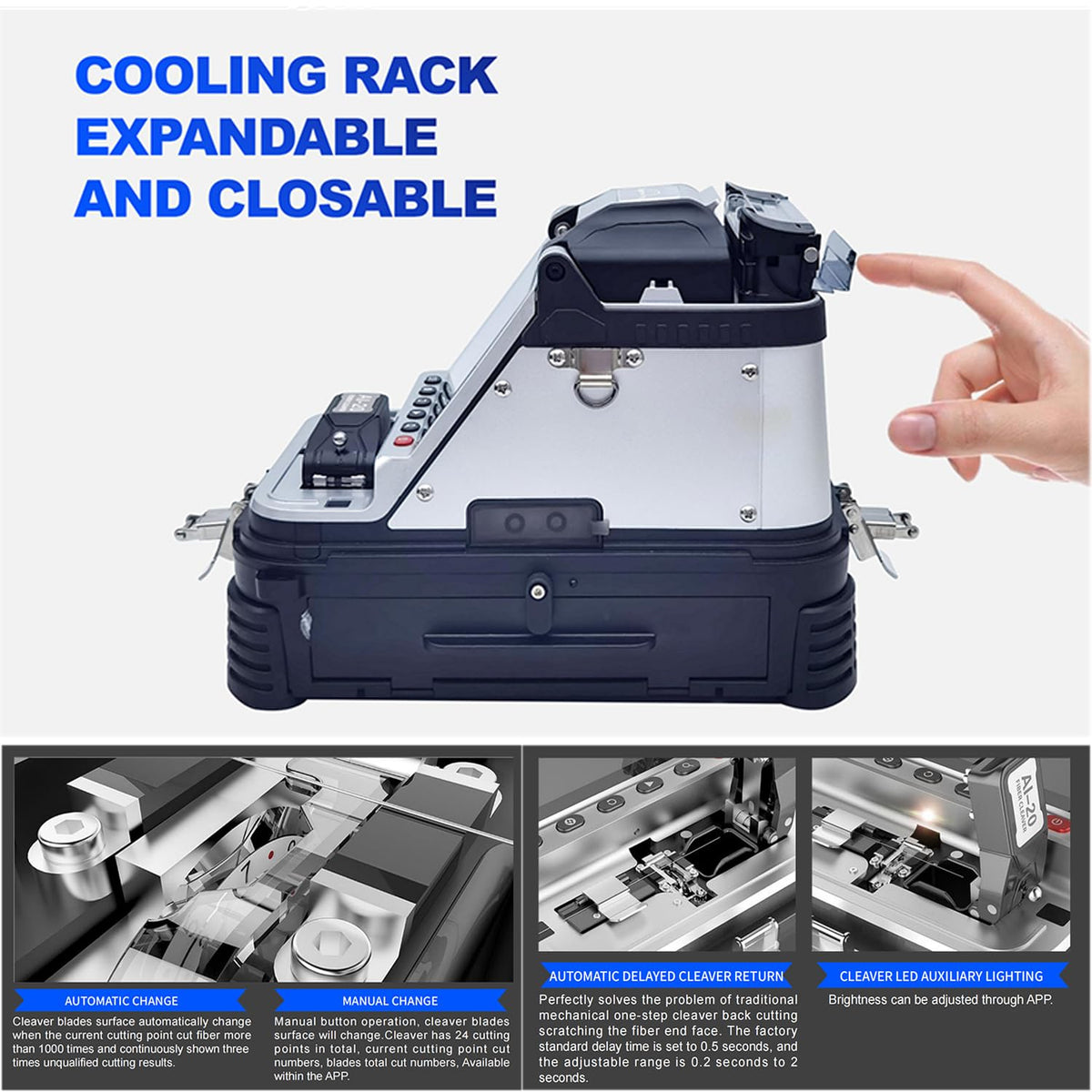 SM&MM Fusion Splicer - High-Precision One-Step Fiber Cutter, Integrated Optical Splicer & 3 in 1 Fiber Holder with VFL and OPM Function (Ai-20A)