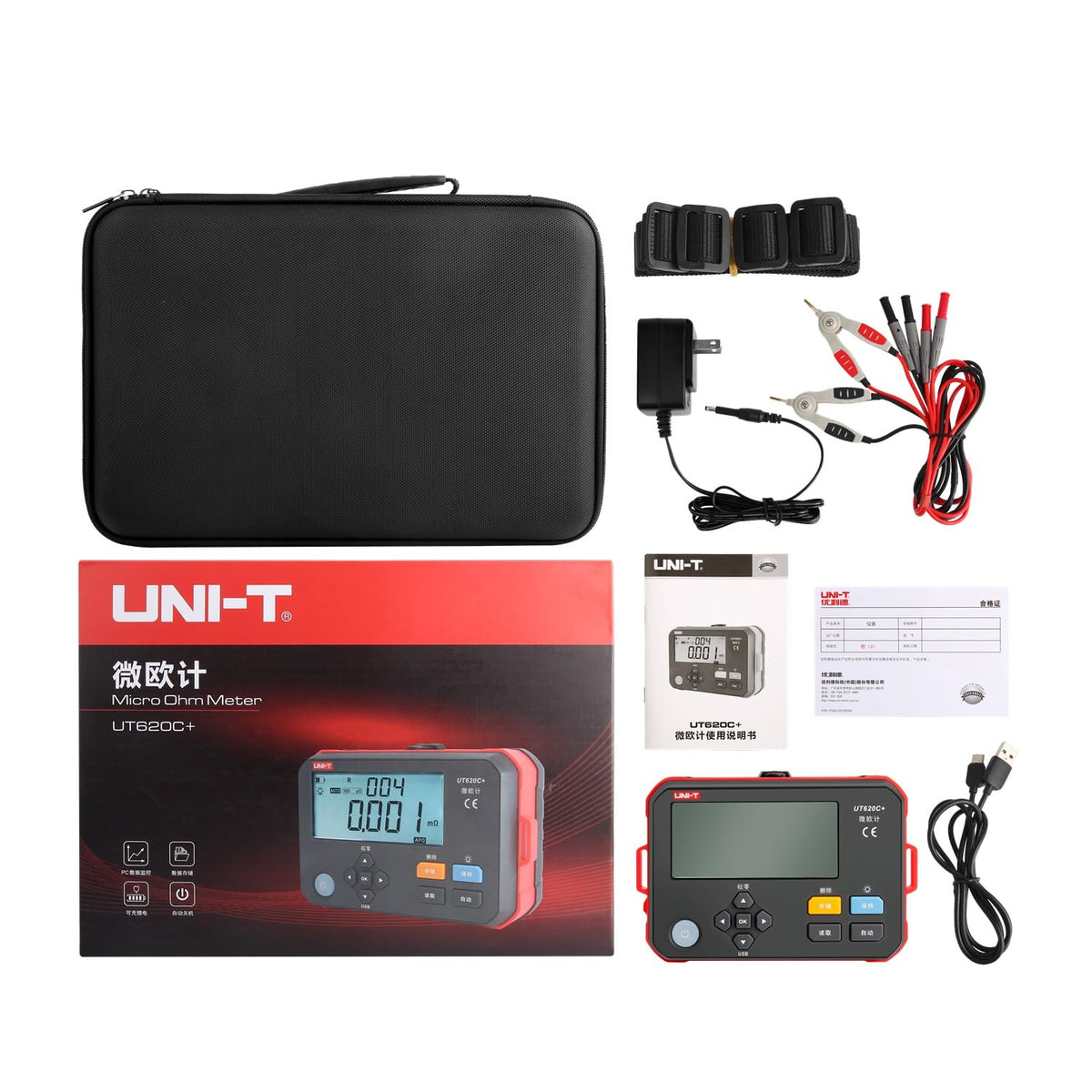 UNI-T UT620C+ Digital Micro OhmMeter,0.001mΩ-300kΩ,4-Wire,1A,USB