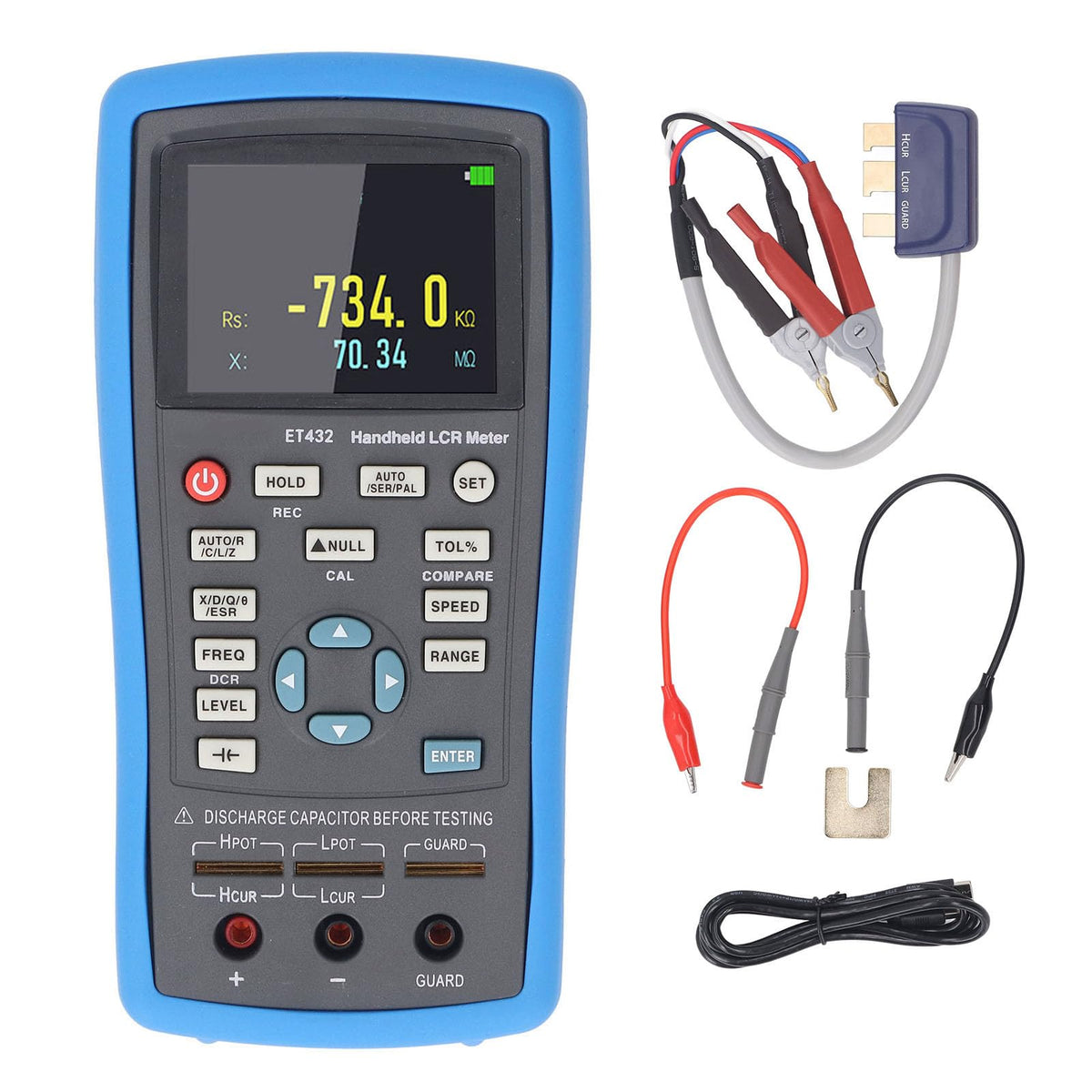 Meter Handheld Meter 100Khz Digital Bridge Multimeter Multimeter Digital Et432 with 2.8 Inch Display for Electronic Electrical Testing