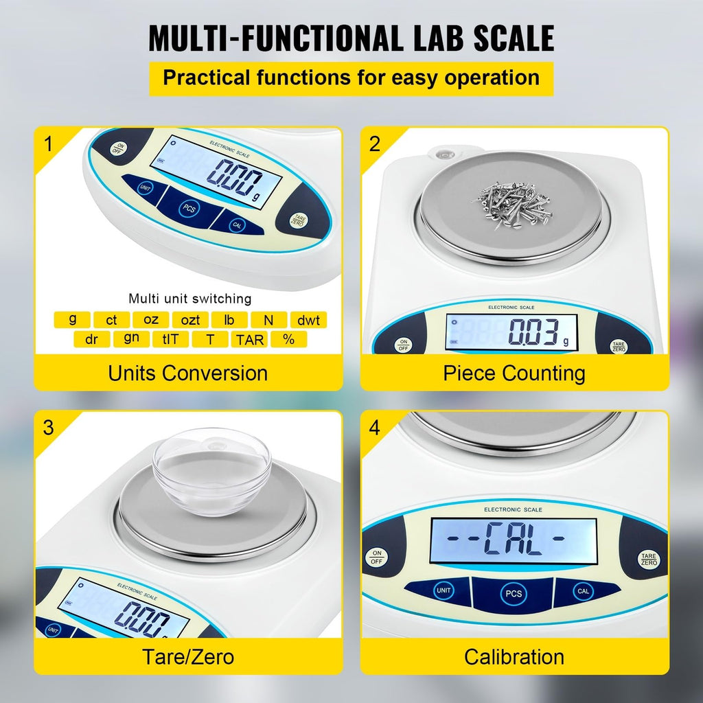 13 Units Conversion Lab Analytical Balance Digital High Precision Scale 3000g x 0.01g / 500g x 0.01g High Precision For Beginners DIY(3000g)