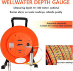 Water Level Meter, Steel Ruler Electric Water Level Gauge, Measures Depths from 10m to 300m, for Wells, Boreholes, Reservoirs & Pipes 150m