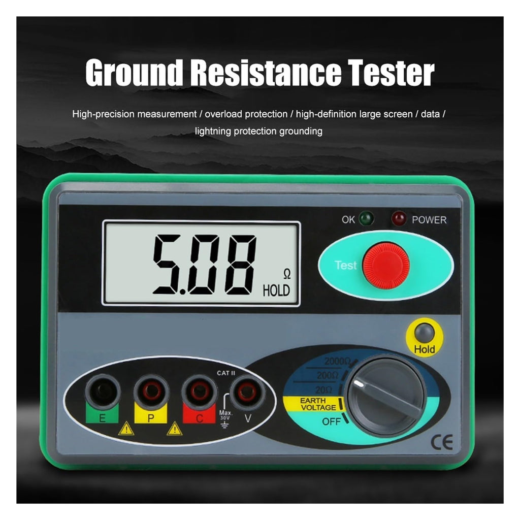 Resistance Tester Insulation Meter Earth Voltage Ground 0-2000 Ohm Digital Megohmmeter