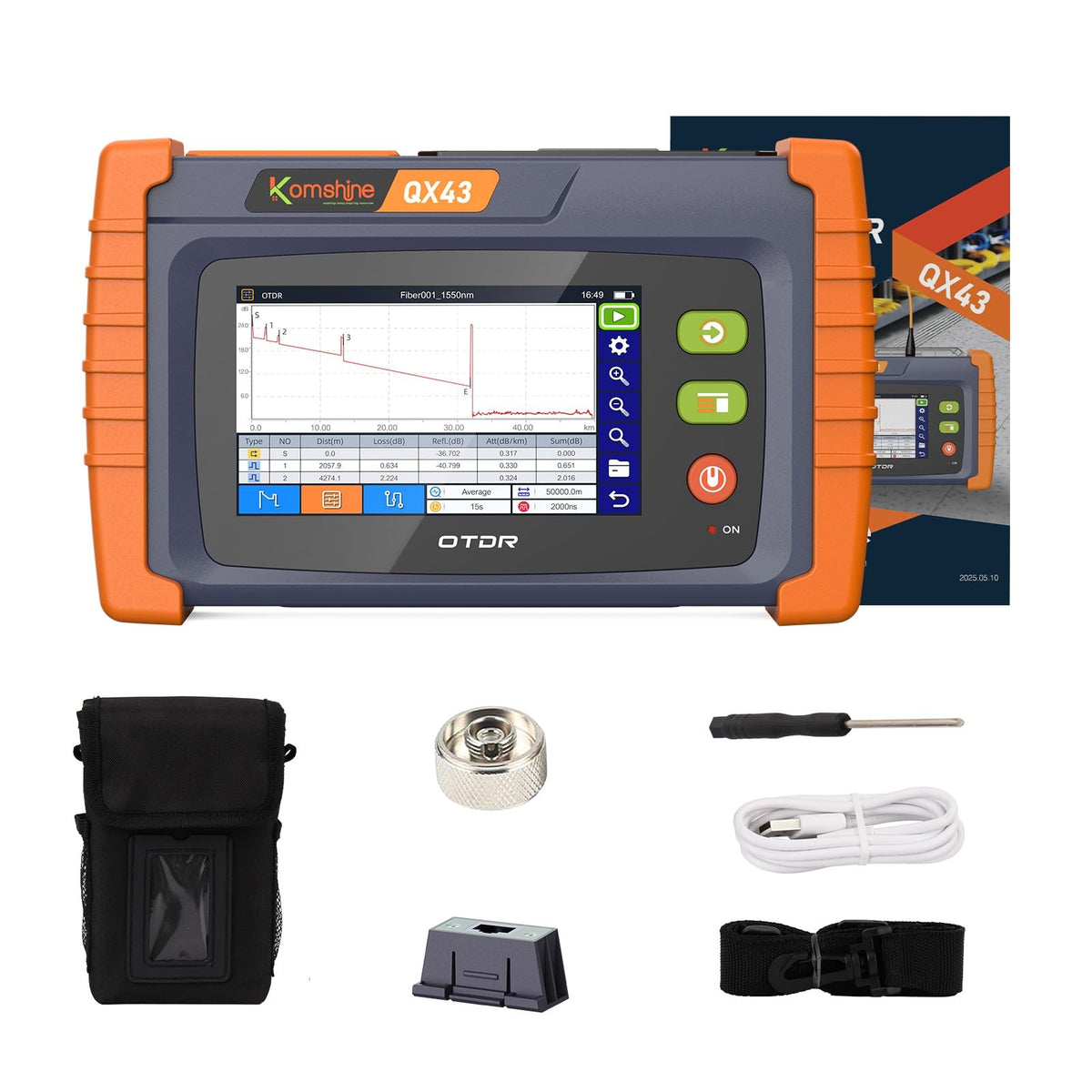 1310 1550nm OTDR 26 24dB Loss Accuracy 0.03dB FC UPC Connector w/OPM SLS VFL RJ45 Function Accurately Auto Mode Test Supports 8X3m Optical Fiber Event for CAT5 CAT6 Testing Distance up to 100km