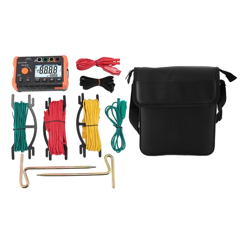 VC4105A Ground Resistance Meter LCD Backlit Earth Resistance Tester with 5 Test Cables for Electricians Engineers Technicians