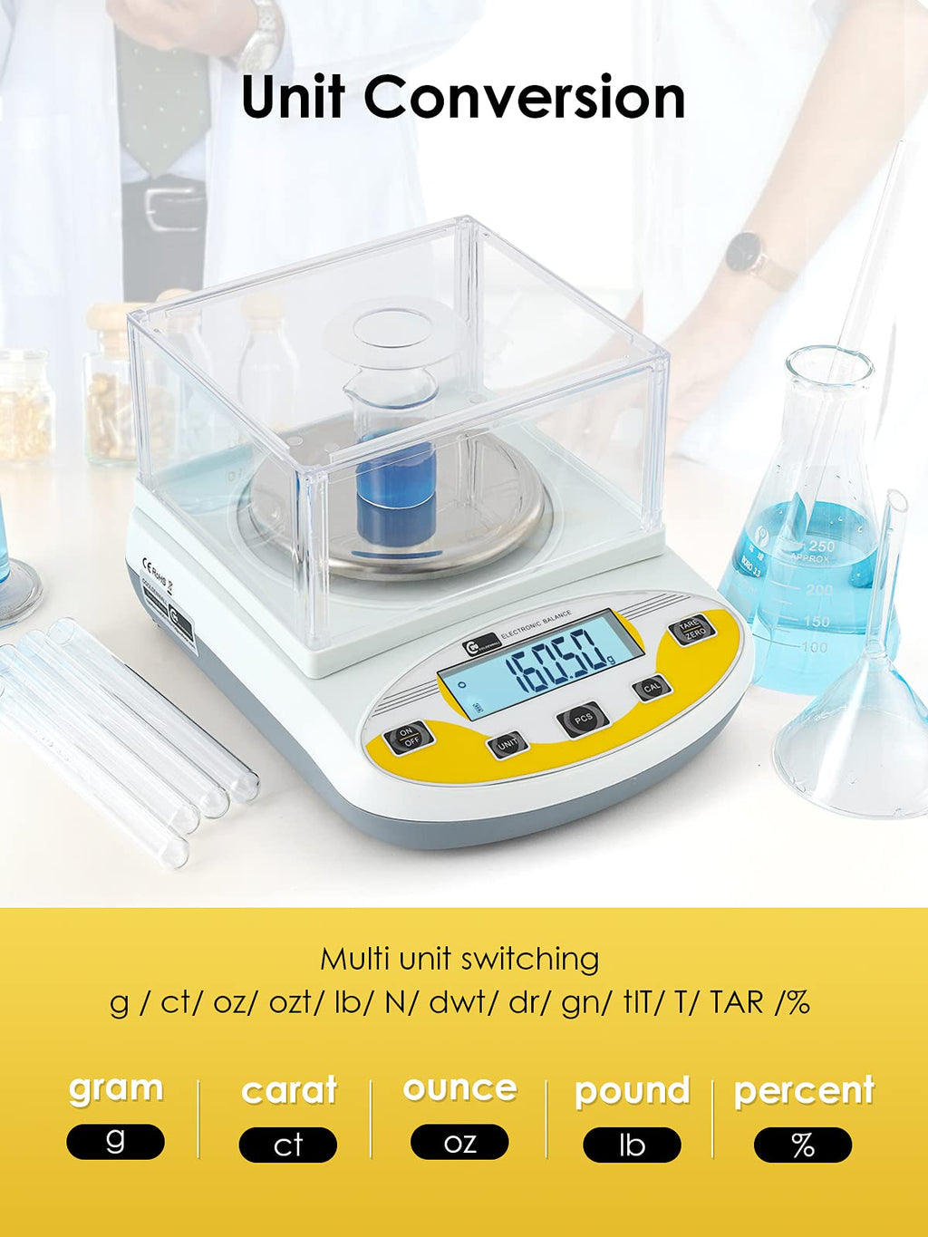 CGOLDENWALL Lab Scale 3000gX0.01g Analytical Electronic Balance Digital Laboratory Scale Precision Jewelry Scales Kitchen Weighing Scales 0.01g Calibrated 110V (3000g, 0.01g)