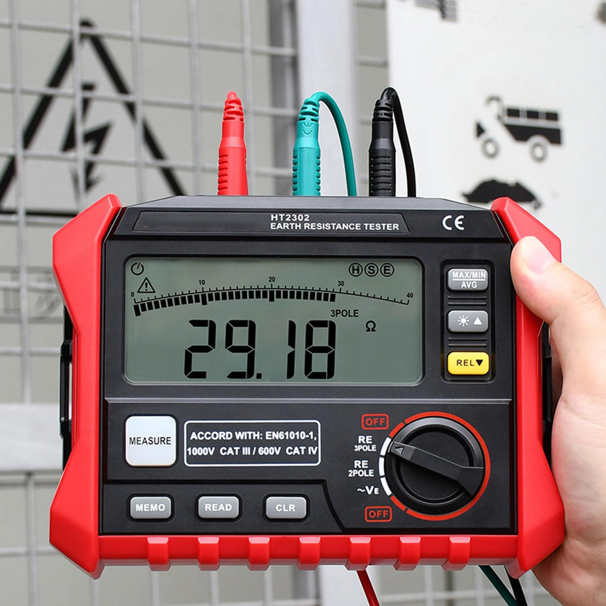 JOSBY 0-4KΩ Grounding Resistance Tester, Insulation Resistance Multi Tester with Screen Backlit Display, Data Storage, 2 Pole& 3Pole Mode, Megohmmeter Multimeter, Auto Shutdown, for Testing Industry