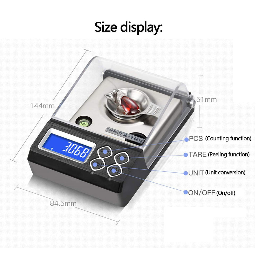 0.001G High Accuracy Digital Milligram Pocket Scales, Laboratory Analytical Balances High Sensitivity Weighing Pan,with Windshield,20g/0.001g