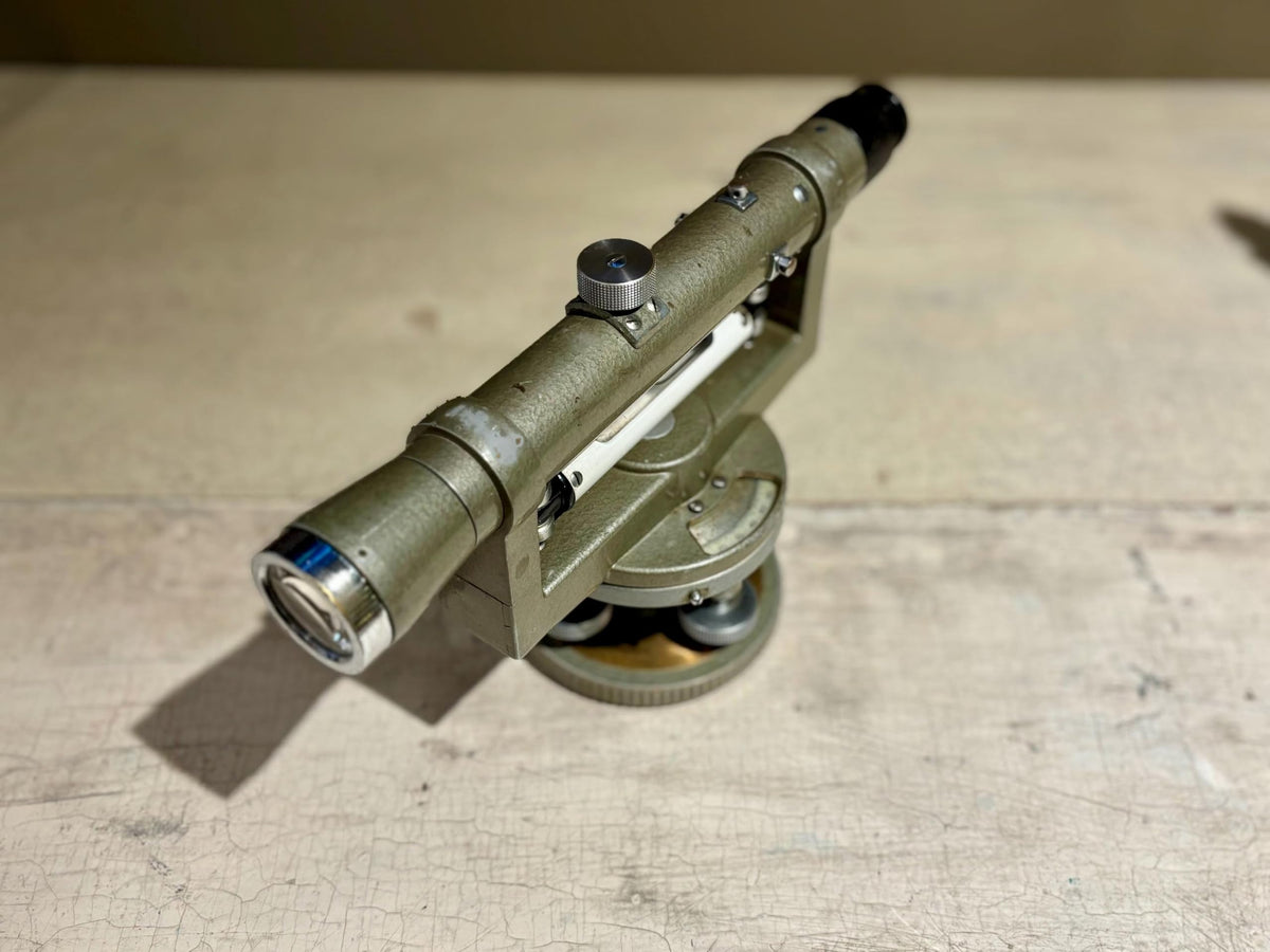 T.H.S Co Vintage Dumpy Level No. 36042, 11-Inch Surveyor Scope Transit with Wooden Storage Box