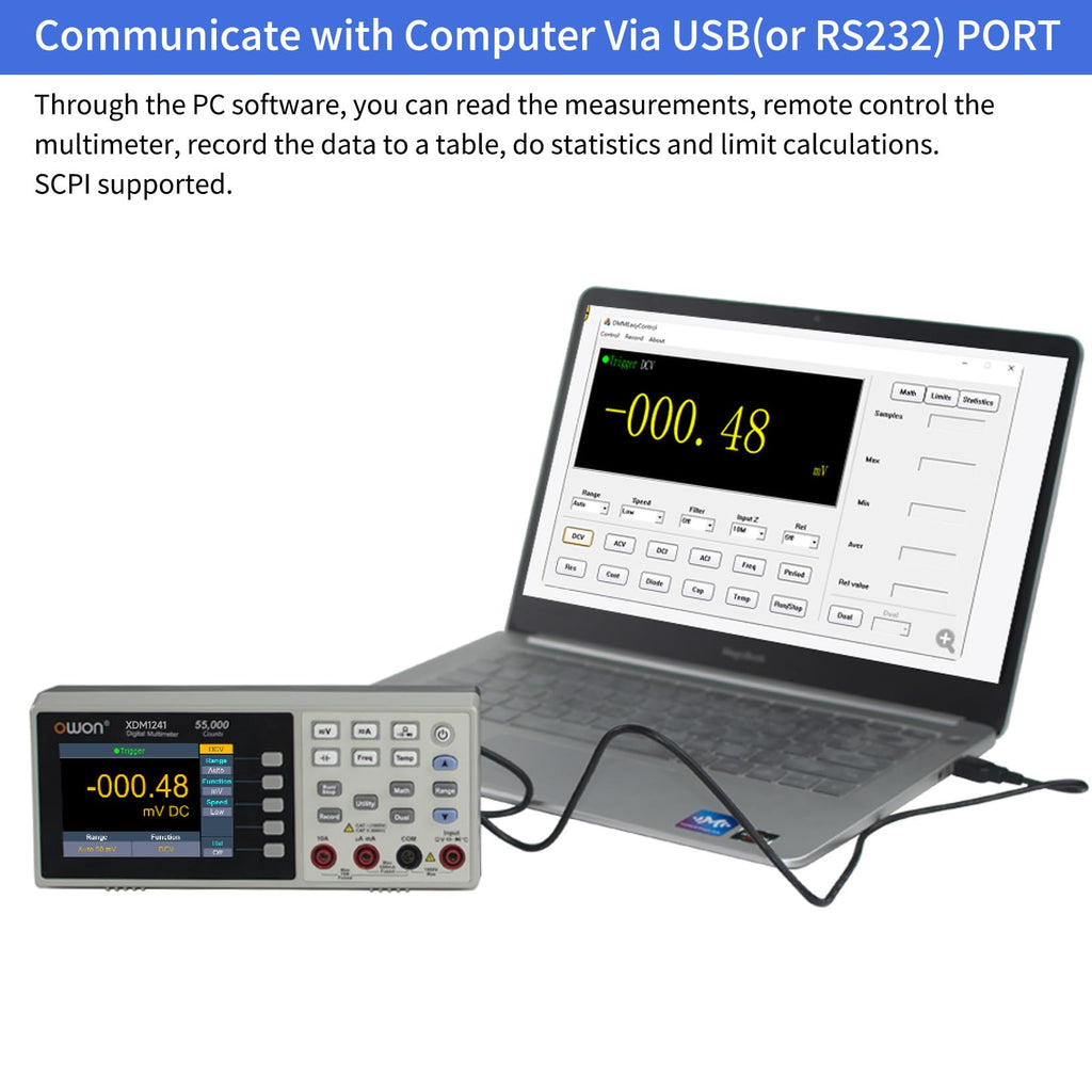 OWON Desktop Digital Multimeter with 3.5-inch LCD Display,Voltage, and Temperature with True RMS Capability,Designed for use in Laboratories, Instruments, and Factories XDM1241