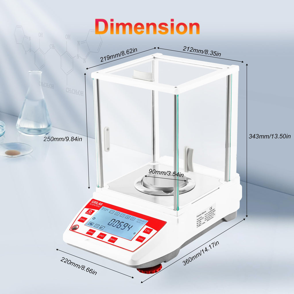 UXILAII Analytical Balance GN Unit Lab Scale Glass Windshield 220g 0.1mg