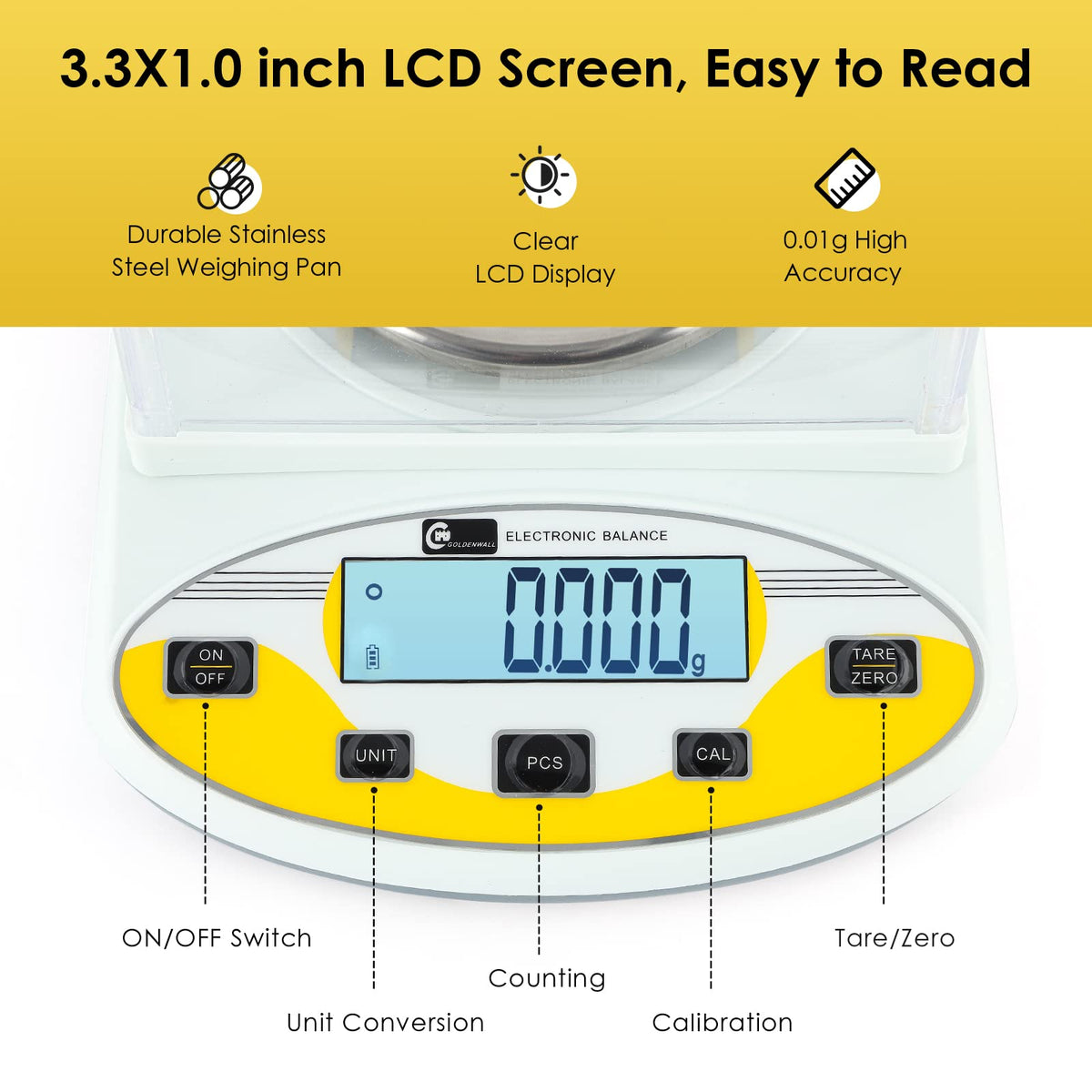 CGOLDENWALL Digital Analytical Balance High Precision Scale Digital Electronic Balance Scale for Laboratory Pharmacy (500g 1mg)