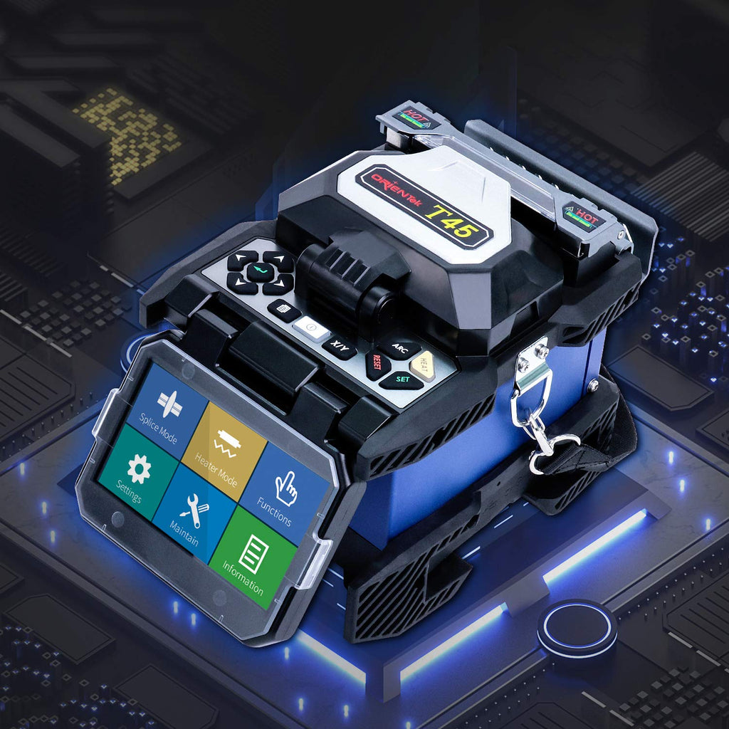 T45 Fusion Splicer Core Alignment Fiber Splicing Machine Fiber Optic Welding Machine Fiber Splicer Multifunctional Carrying case + Fiber Power Meter