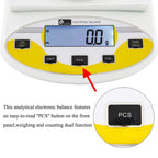 CGOLDENWALL Large Range Lab Digital Analytical Balance Lab Precision Scale Jewelry Kitchen Scales Electronic Balance Weighing and Counting Scale 0.1g Calibrated Pan Size 180140mm Yellow (15kg, 0.1g)