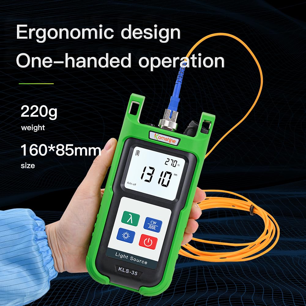 Optical Fiber Power Meter Komshine KPM-35 with 7 Wavelengths -70~+10dB + Singlemode Multimode Fiber Light Source Komshine KLS-35-MS 850/1300nm+1310/1550nm (Self Calibration)