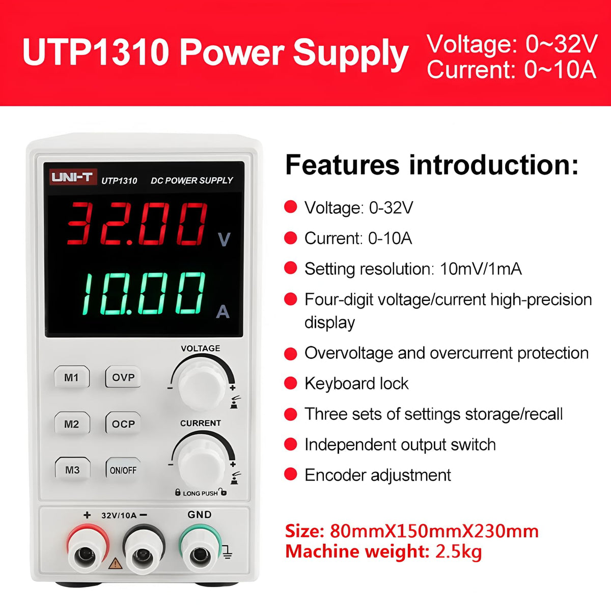 UNI-T UTP1310 DC Power Supply - Single Output DC Power Supply