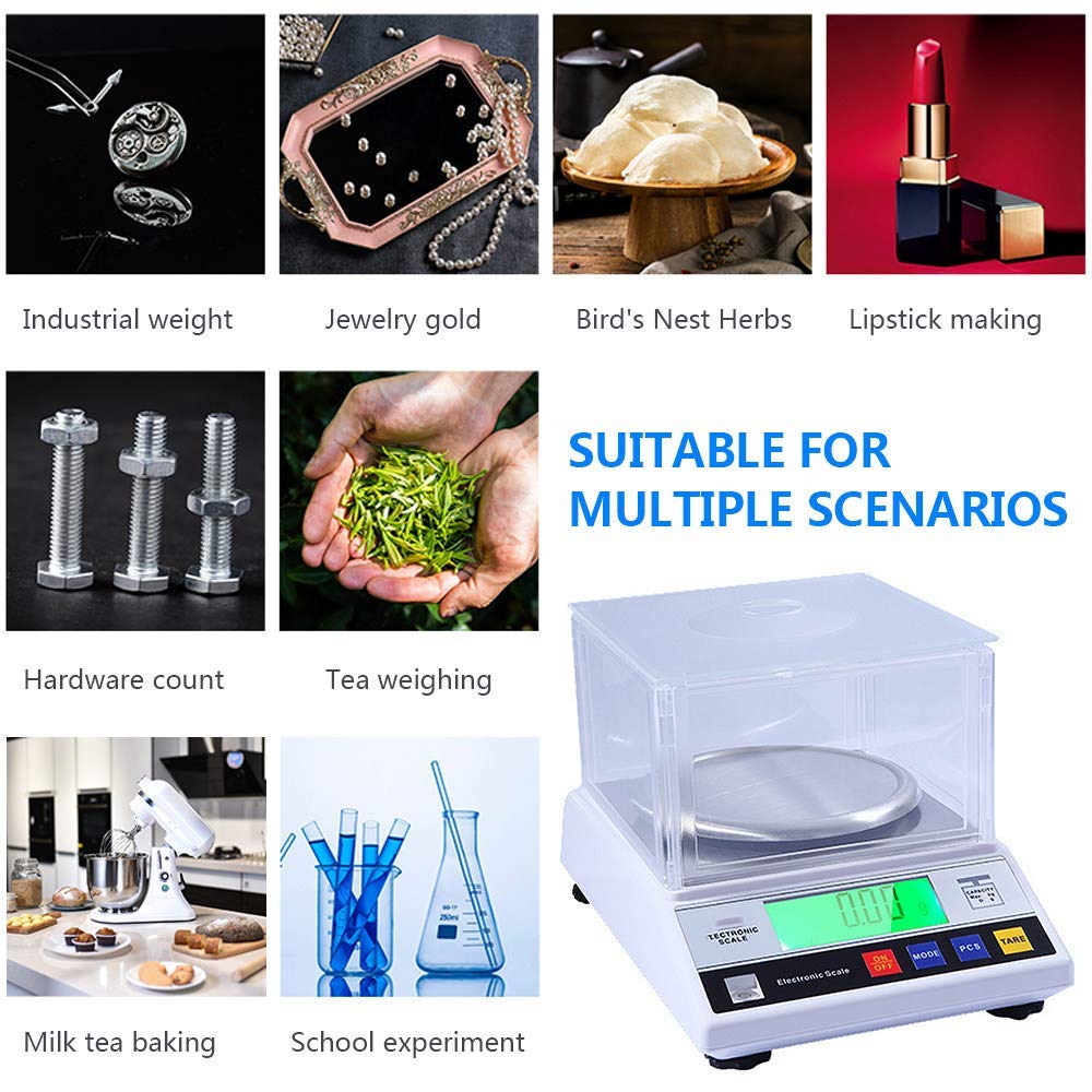 Digital High Precision Laboratory Analytical Balance Scale,Balance Lab Electronic Precision Weighing Carat,with LCD Display, 600g/0.01g
