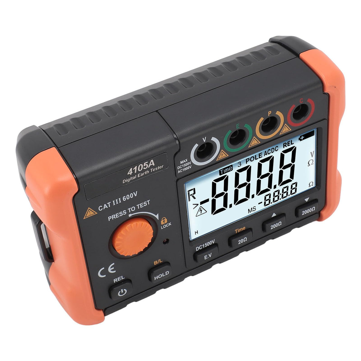 0.1Ω to 1999Ω 0V to 1000V Ground Meter LCD Backlit Earth Tester