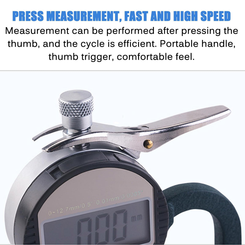Sponge Digital Display Thickness Gauge, Digital Thickness Tester 0-10mm, 30mm Probe Diameter, Large LCD Display, Thumb-Pressure Measurement, Fast and Efficient for Sponge Paper Cardboard