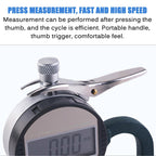 Sponge Digital Display Thickness Gauge, Digital Thickness Tester 0-10mm, 30mm Probe Diameter, Large LCD Display, Thumb-Pressure Measurement, Fast and Efficient for Sponge Paper Cardboard