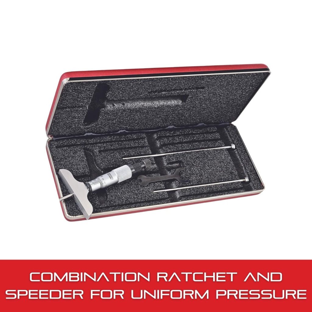 Starrett Depth Micrometer, 0-75mm Range, .01mm Grad, 63.5mm Length - 3 Rods