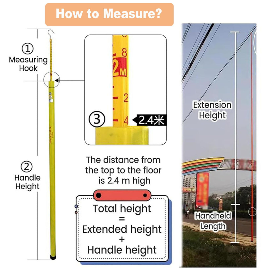 Retractable High-Voltage Height Measuring Pole,Lineman Epoxy Resin Telescoping Height Measuring Stick,20ft 30ft 40ft 50ft 60ft Electrical Safety Tool for Trees,Power Lines,Ceilings Construction