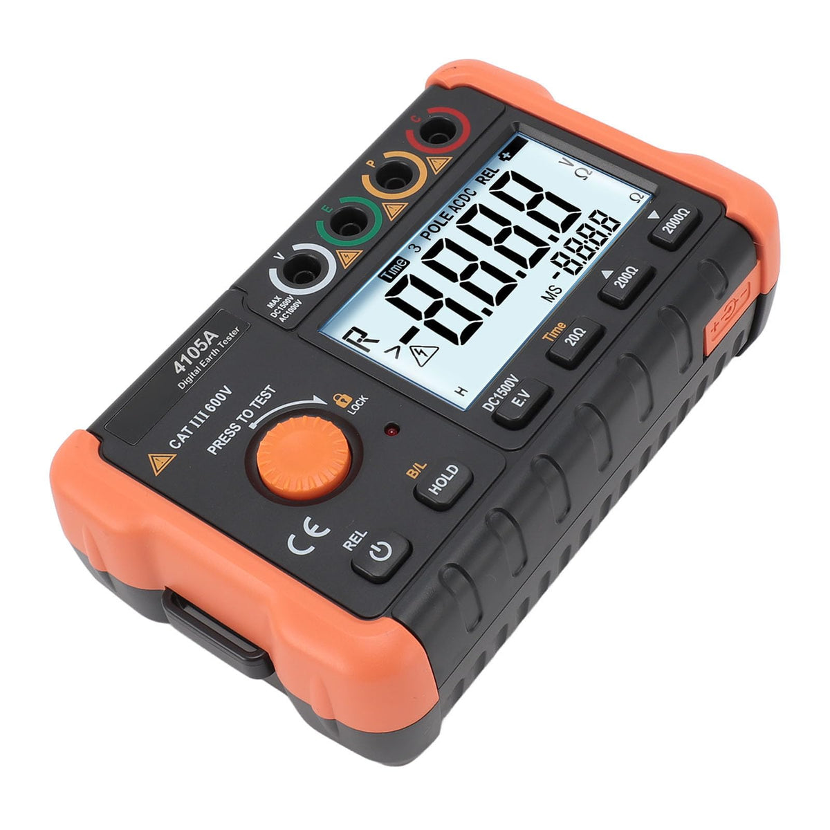 0.1Ω to 1999Ω 0V to 1000V Ground Meter LCD Backlit Earth Tester
