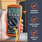 TEMPO Communications MM200 Digital Multimeter, Multi Meter AC/DC Voltage, Current, Frequency, Resistance, Check Diodes, Verify Continuity