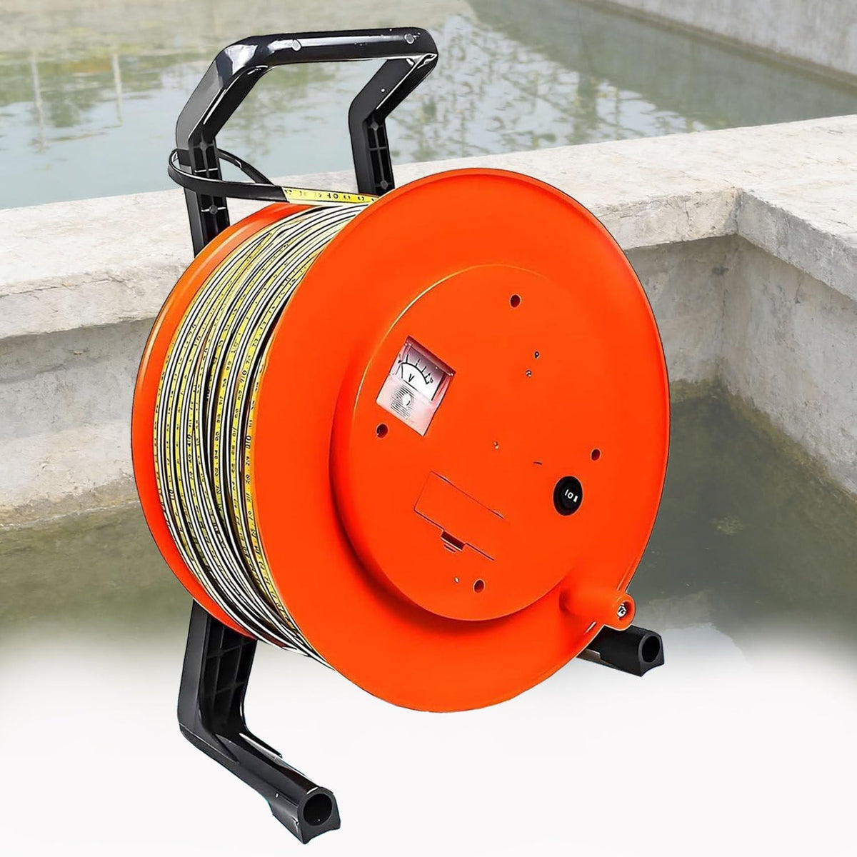 Steel Tape Water Level Dip Meter, Portable Well Water Depth Gauge with Stainless Steel Probe & Peak Display, for Groundwater Level Monitoring 300m(10m)