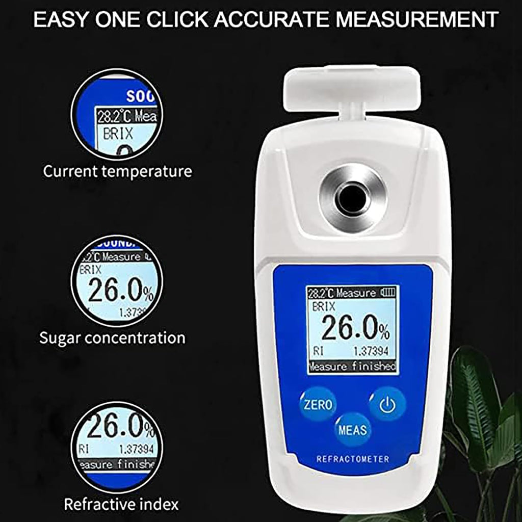 Digital Brix Refractometer,Sugar Content Meter Detector, 0~55% Digital Refractometer, Automatic Calibration, for Fruit Juice Syrup