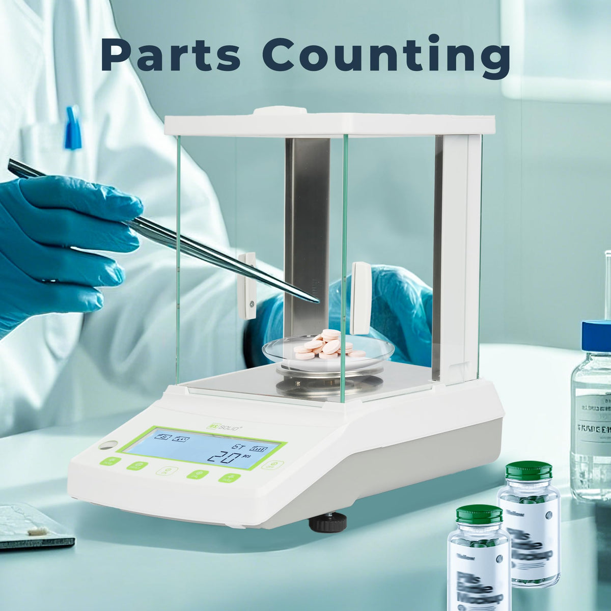 U.S. Solid Precision Lab Scale 1mg - 1000g x 0.001g, RS232 Interface, Glass Windshield, Density Determination, for Laboratory Use