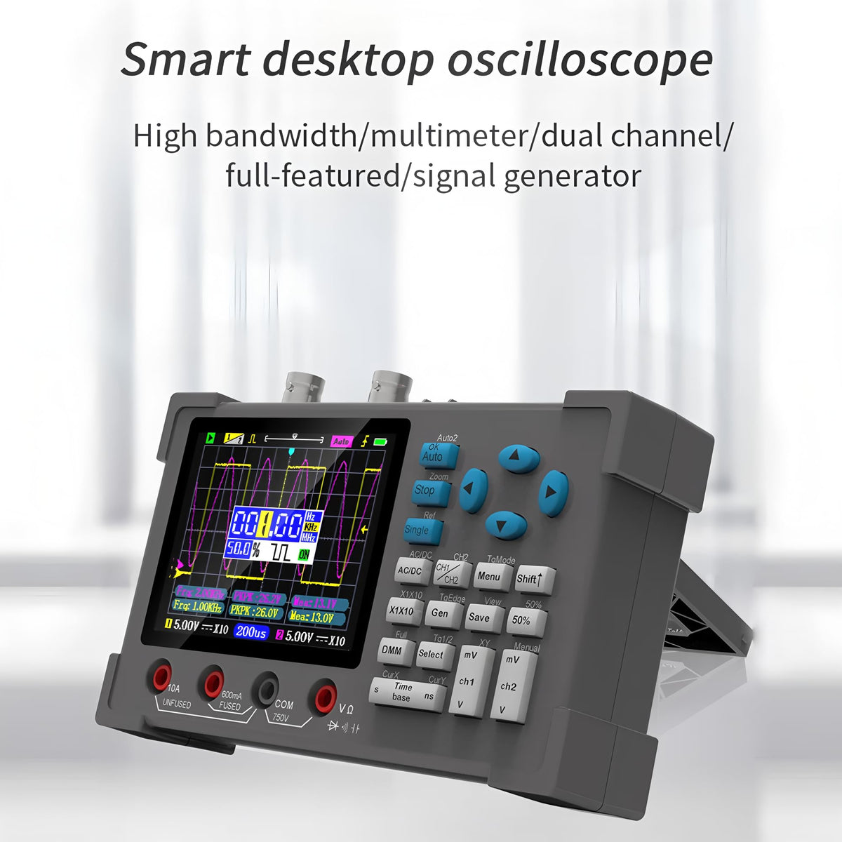 ZEEWEII 3in1 Digital Oscilloscope Multimeter Signal Generator Dual Channel 120Mhz Bandwidth 250MSa/s Sampling Rate Handheld Oscilloscope(DSO3D12)