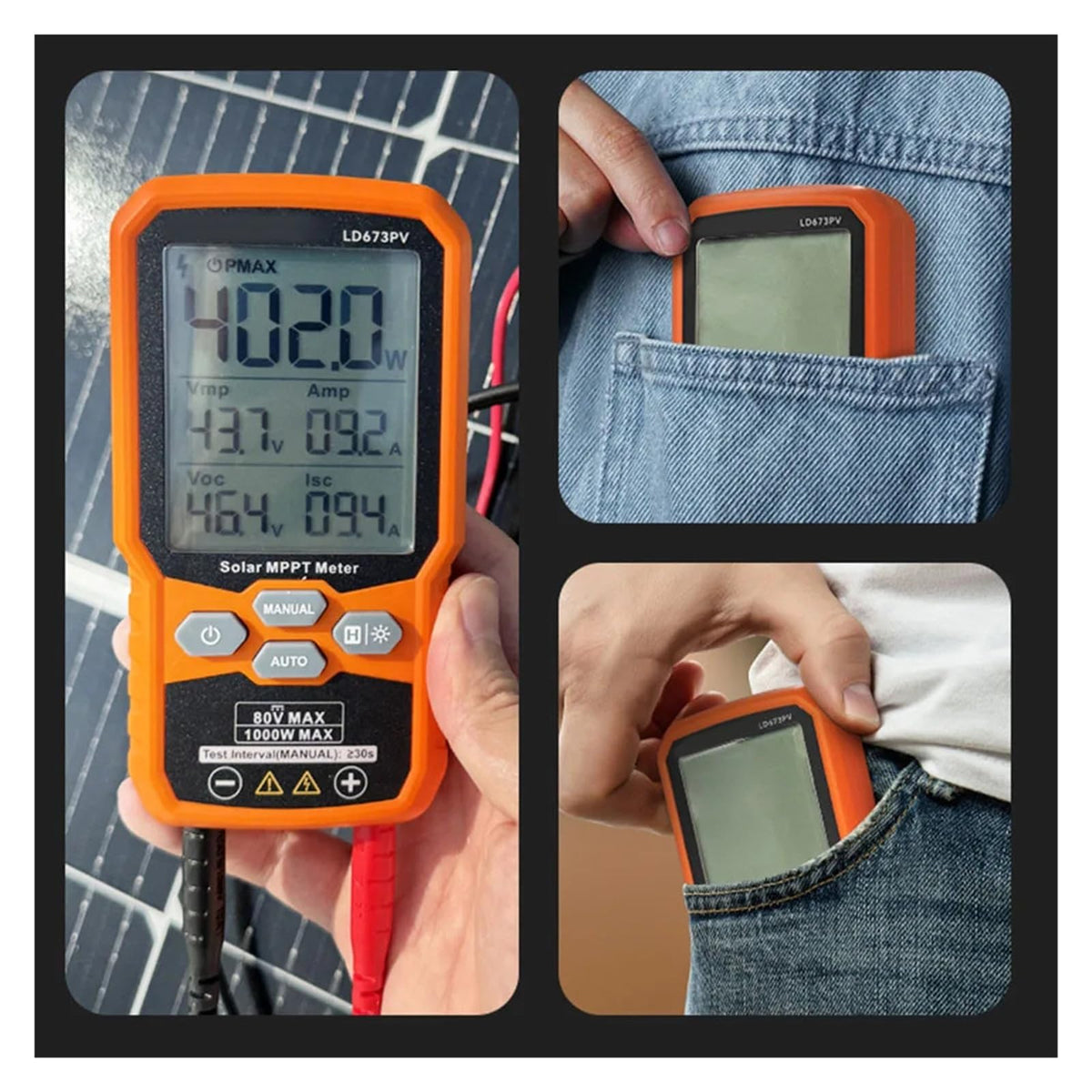 Solar Meter with FT1000W Photovoltaic Power Tester for Testing Solar Panel Maximum Power and Electrical Characteristics