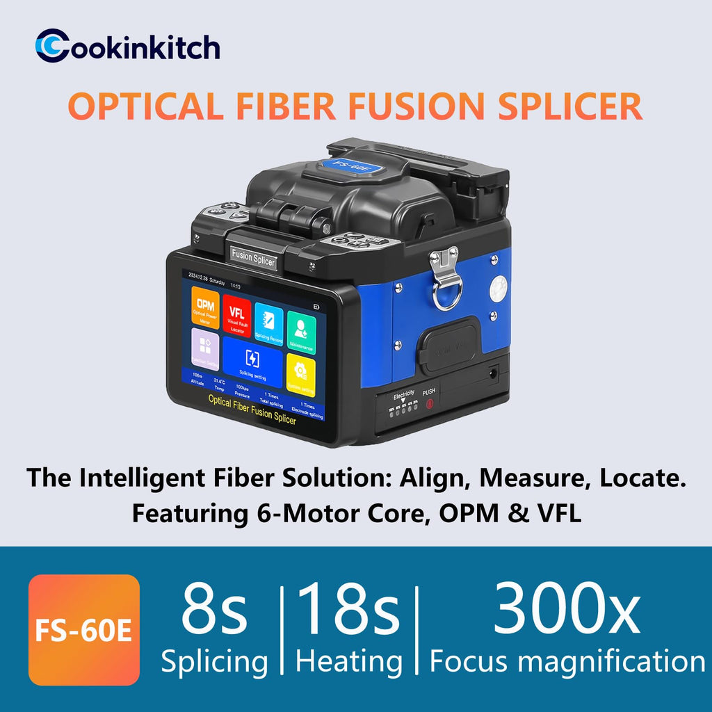 FS-60E Fusion Splicer, 6-Motor Core Alignment, 8s Splice, 5" Touchscreen