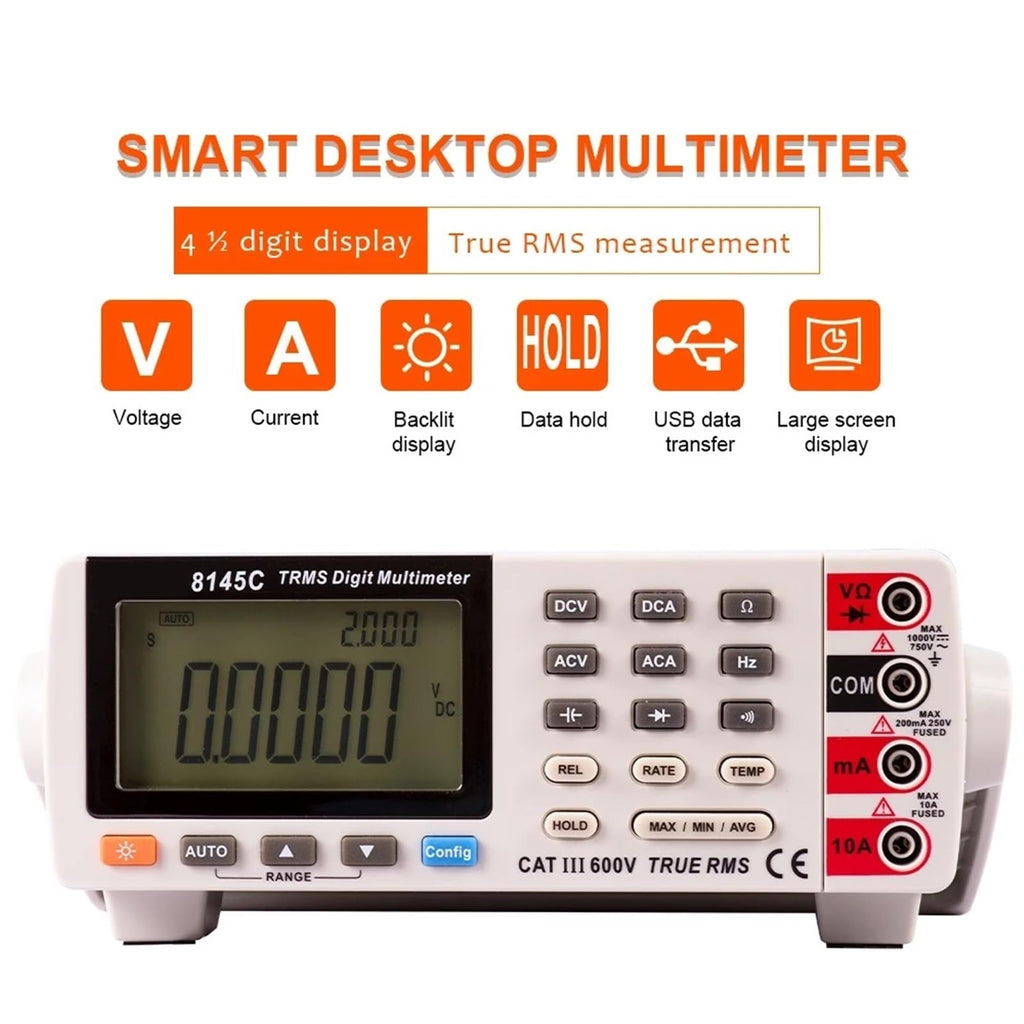 LCR Meter, 8145C Digital Multimeter 22000 Counts Bench Top True RMS 1000V 10A Desktop Multimetro Tester Volt Amp Ohm Capacitance Hz