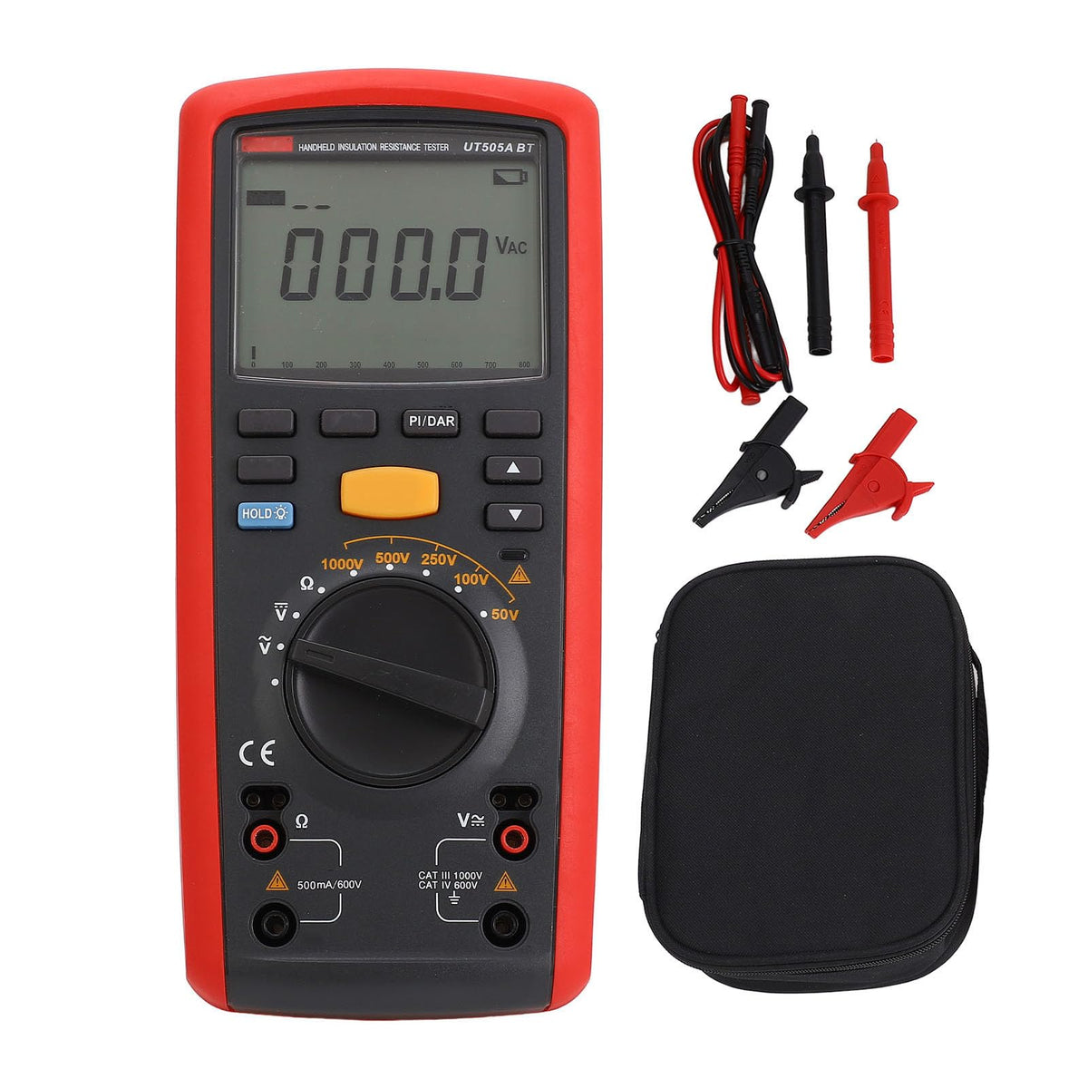 Garosa Digital Insulation Tester Megohmmeter, Rugged 1000V Bluetooth Data Logging PI DAR Auto Discharge Backlit LCD for Electrical Maintenance Industrial Testing ABS PC 1 Unit