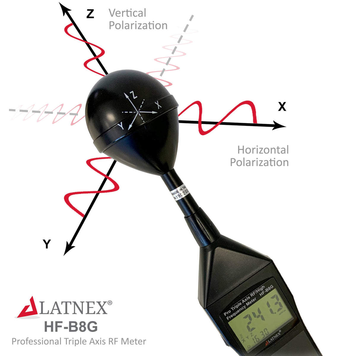 RF EMF Meter HF-B8G High Frequency 10Mhz-8Ghz. Measures Wide-Range Electromagnetic Radiation from Cell Towers-Smart Meters-Wi-Fi-Cordless and Cell Phones-3G-4G-LTE & 5G Networks
