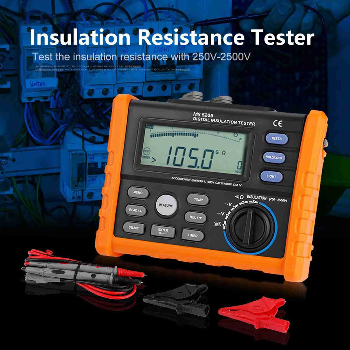 MS5205 Digital Insulation Tester, Digital Insulation Resist Multimeter Tester, Insulation Resist Meter, Megohm Testing Meter for Motor Drive