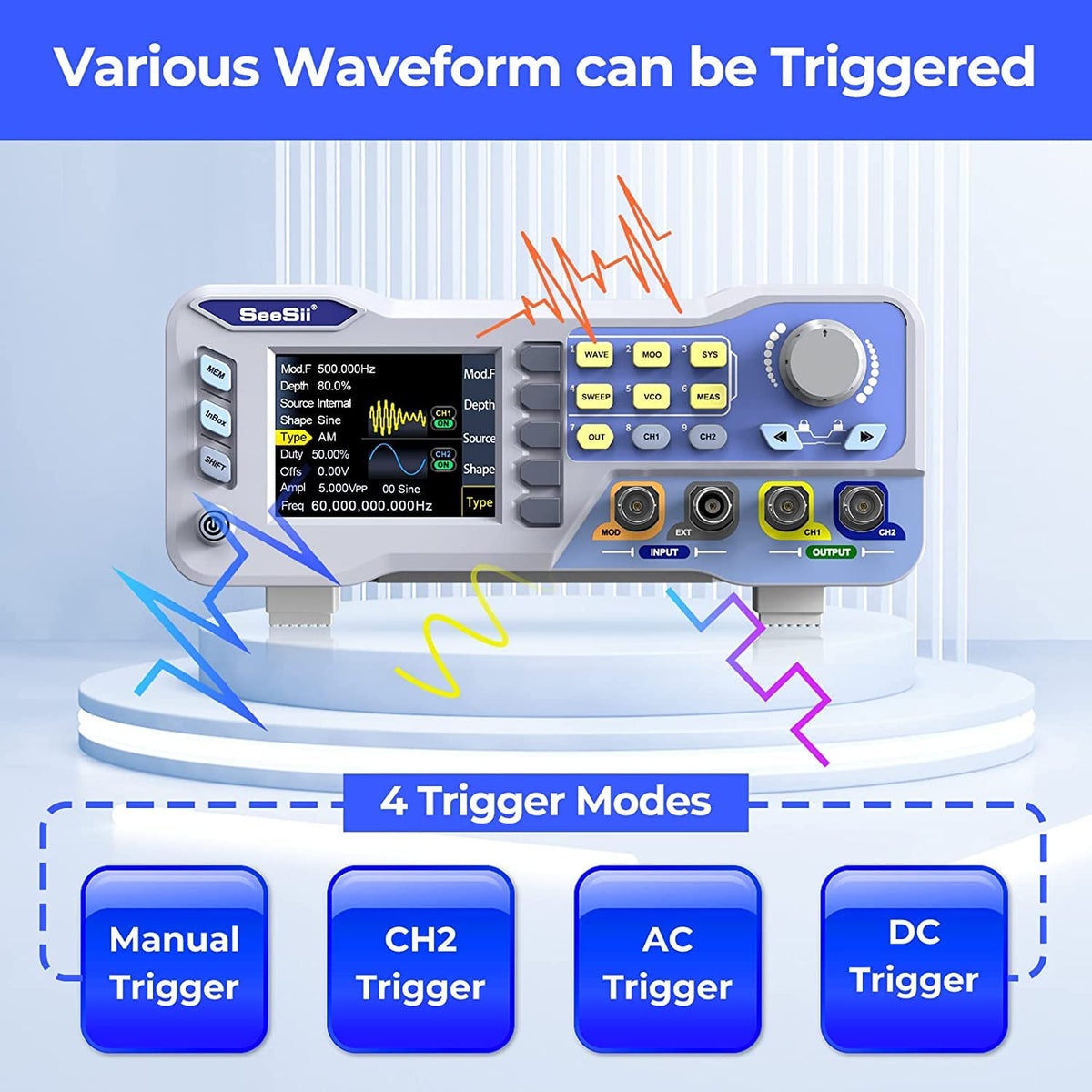 SEESII Dual-Channel DDS Signal Generator Counter 80MHz, Arbitray Waveform