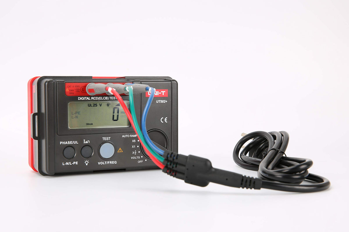UNI-T UT582+ Digital RCD (ELCB) Tester AUTO RAMP Leakage Circuit Breaker Meter with Mis-Operation Buzzer