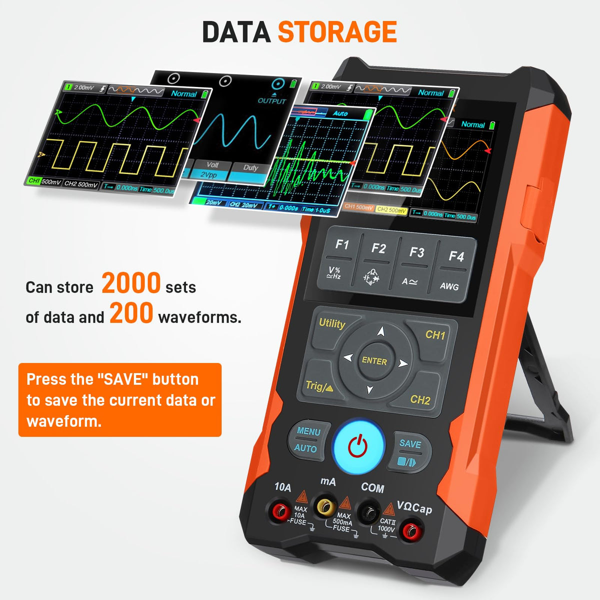 3-in-1 Handheld Oscilloscope Multimeter, 2-CH 80MHz 200MSa/s