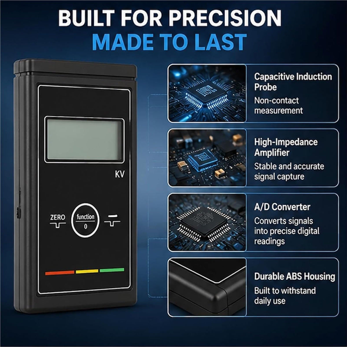 Handheld Static Meter, LCD Display, 0-150KV Electrostatic Field Tester