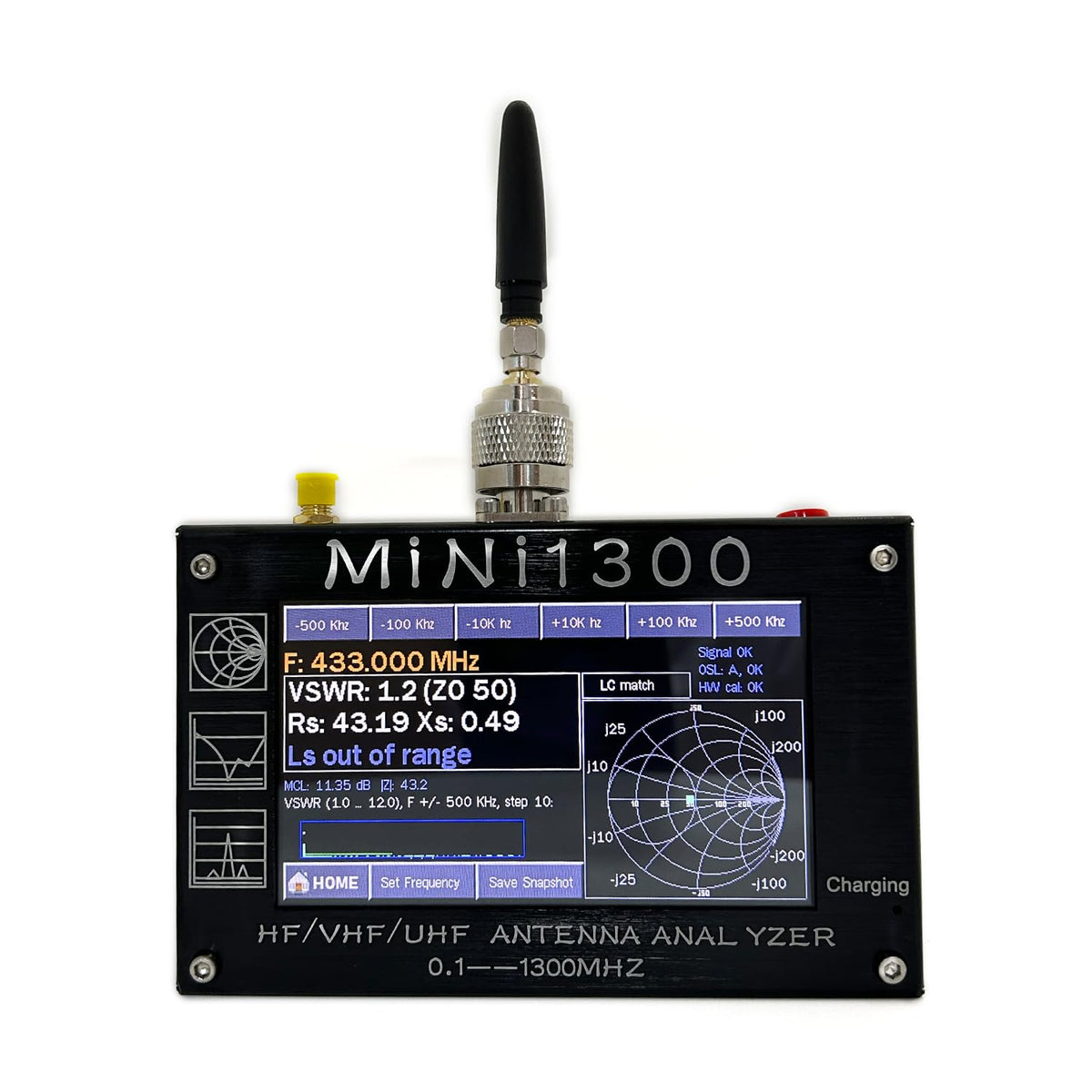2024 Upgraded Mini1300 Antenna Analyzer 0.1-1300MHz with 4.3 Inch TFT LCD Touch Screen,Portable Vector Network Analyzer with SMA Calibration Kits,HF/VHF/UHF All Bands